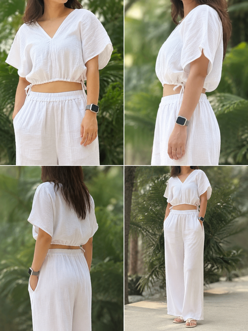 Cloud Cotton Lounge Set | Soft White Two-Piece Outfit