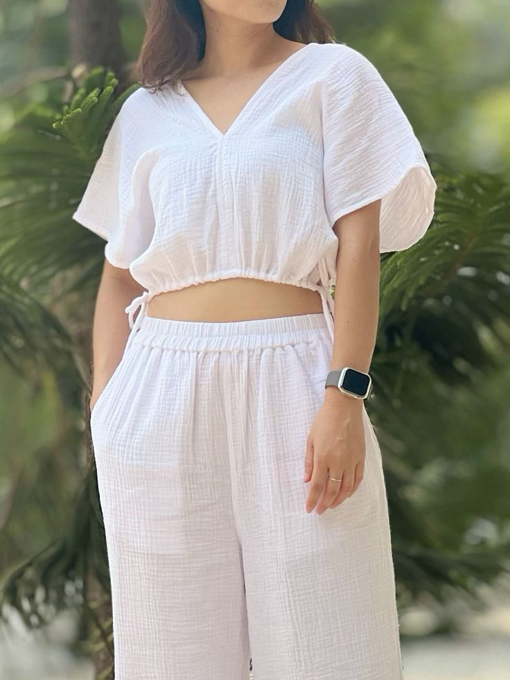 Cloud Cotton Lounge Set | Soft White Two-Piece Outfit