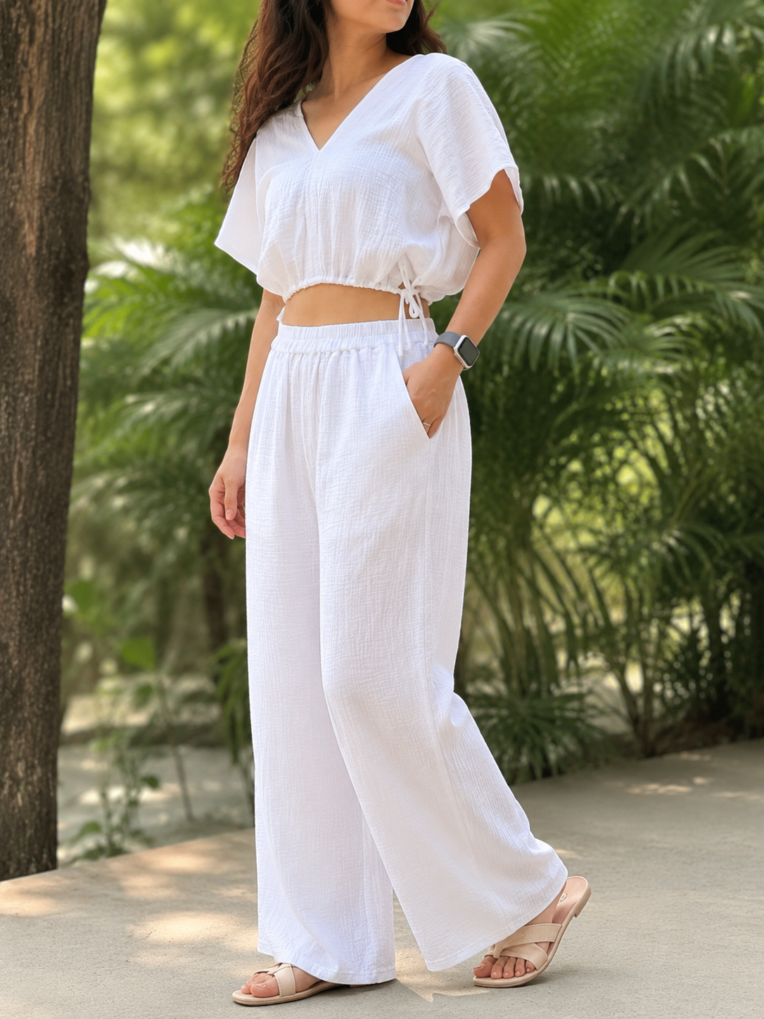 Cloud Cotton Lounge Set | Soft White Two-Piece Outfit